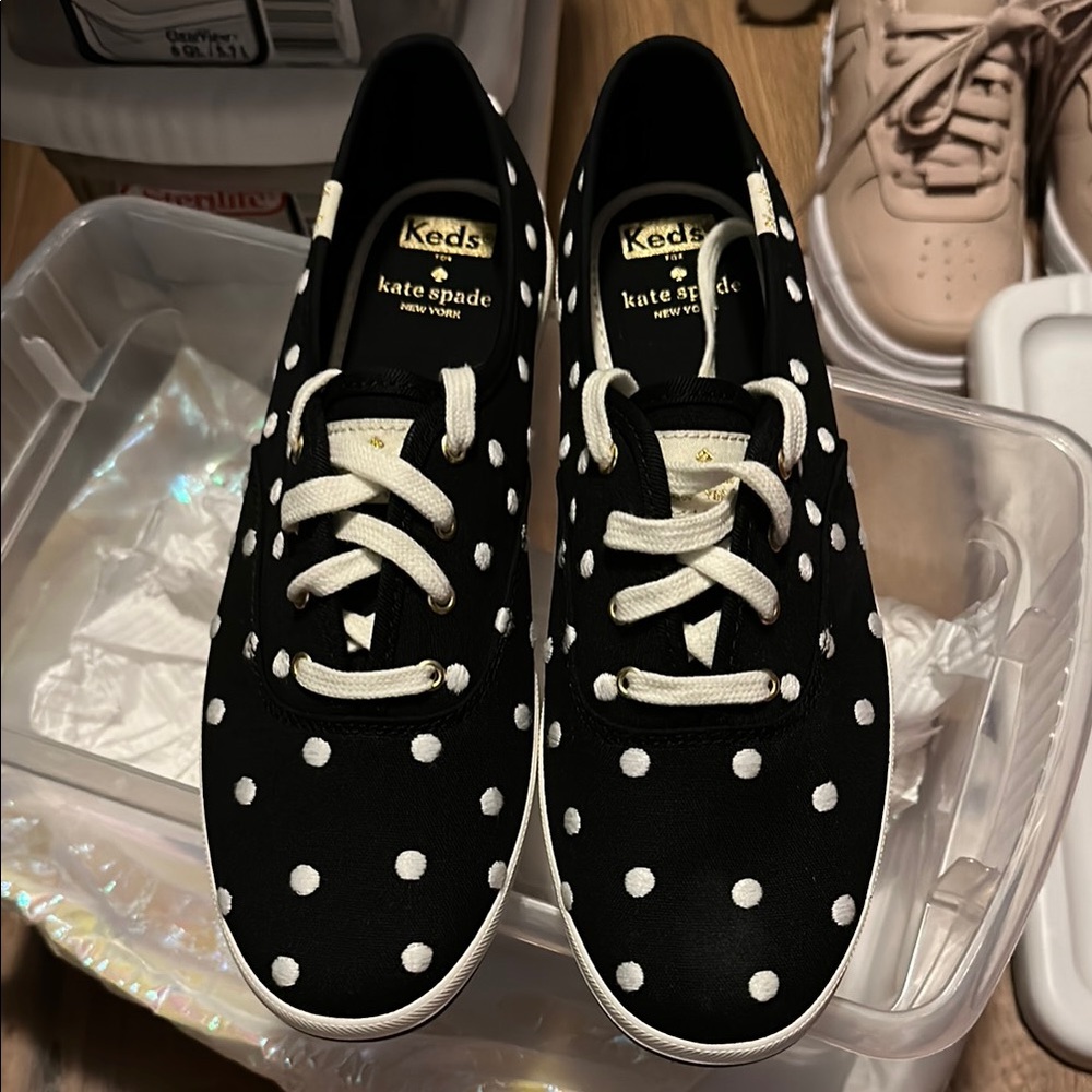 Keds Black and White Polka Dot Canvas Sneakers